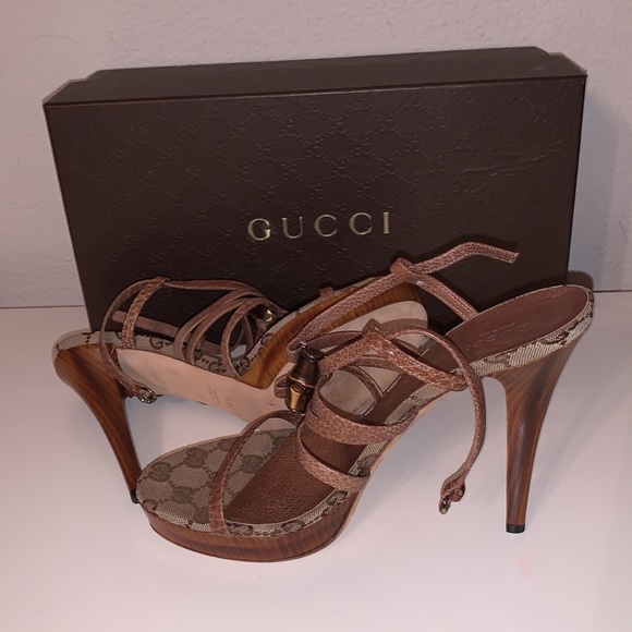 Gucci Tan Platform Sandals heels - Picture 6 of 6